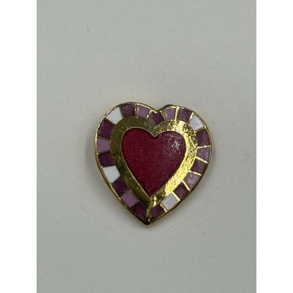 Vintage Heart Shaped With Cross At Bottom Lapel Pin